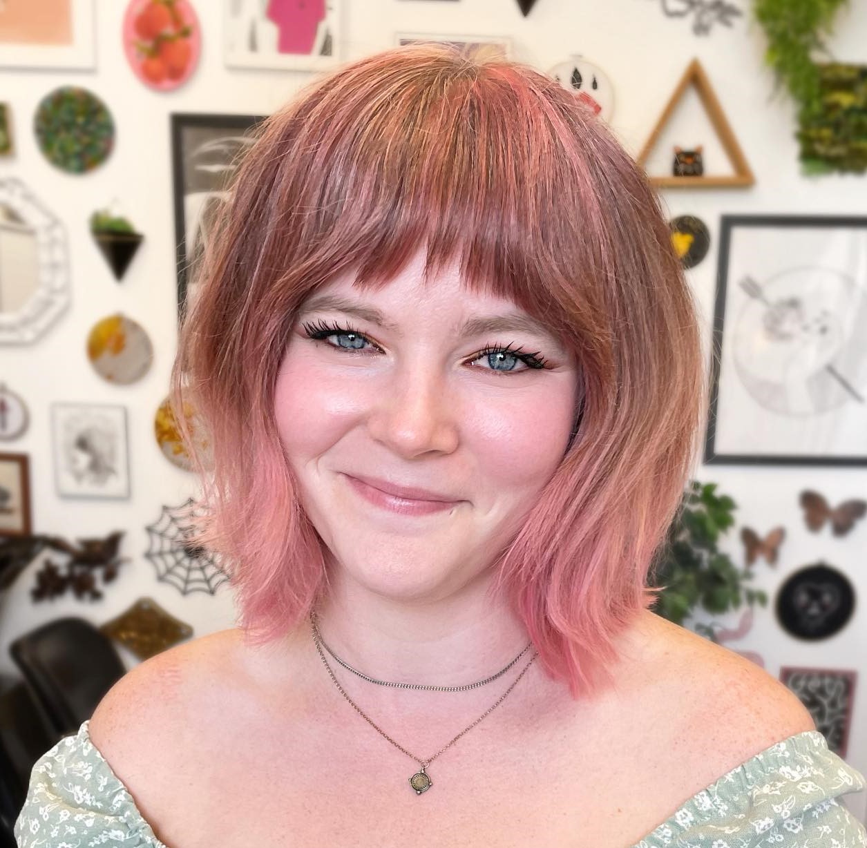 Round Face and Shaggy Bob with Jagged Bangs