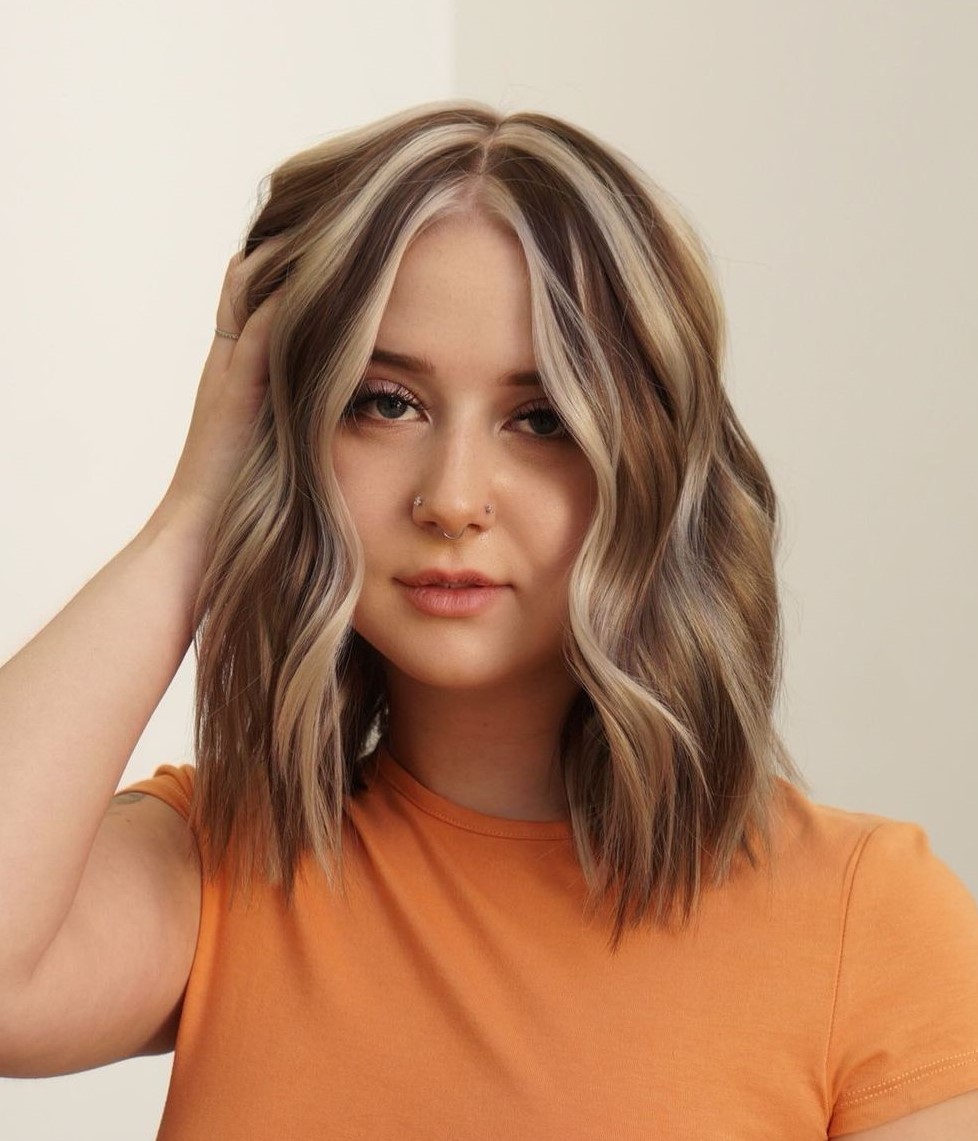 Choppy Lob with Striped Highlights