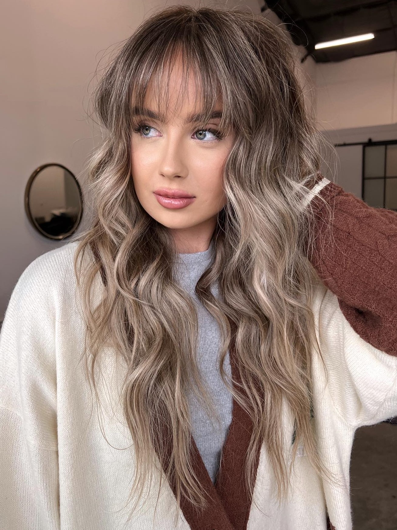 Long Hair with See-Through Bangs for Big Foreheads