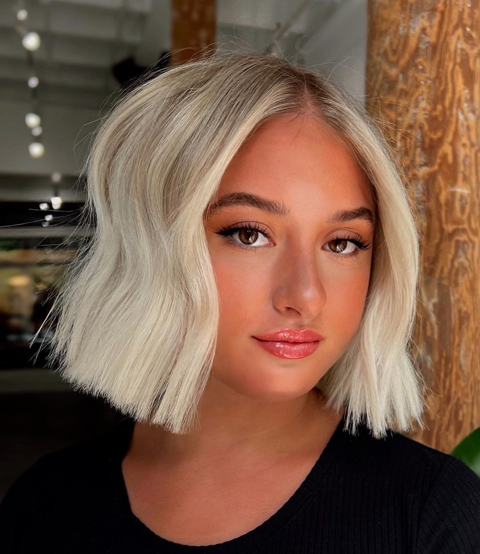 Blunt Platinum Bob for Round Faces