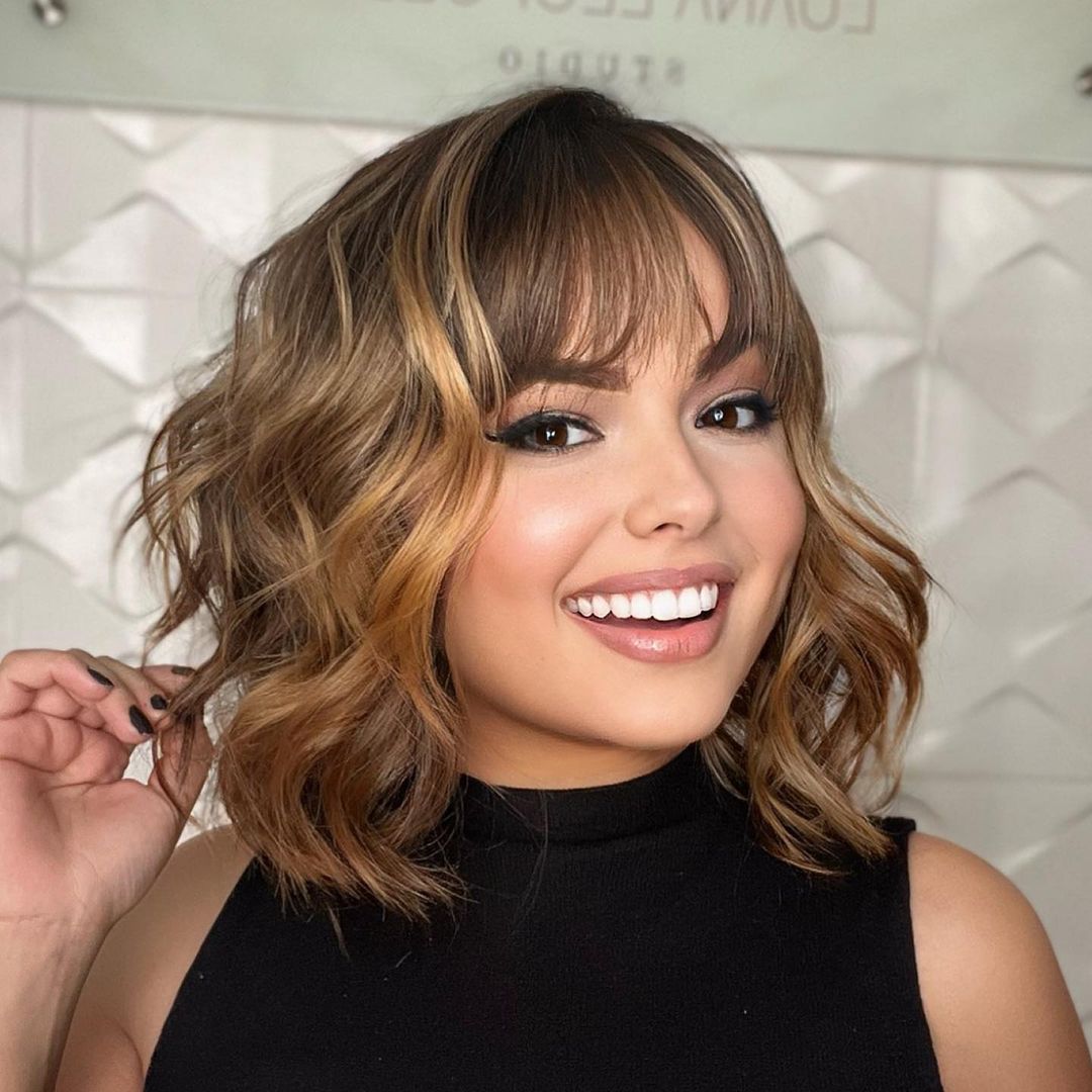 Wavy Lob with See-Through Bangs