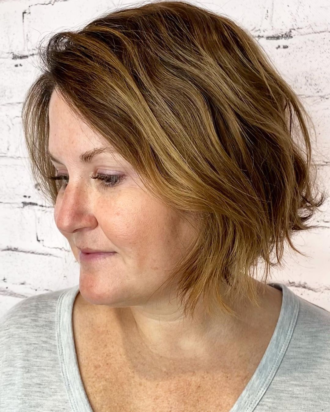 Over 50 Tousled Bob for Round Faces