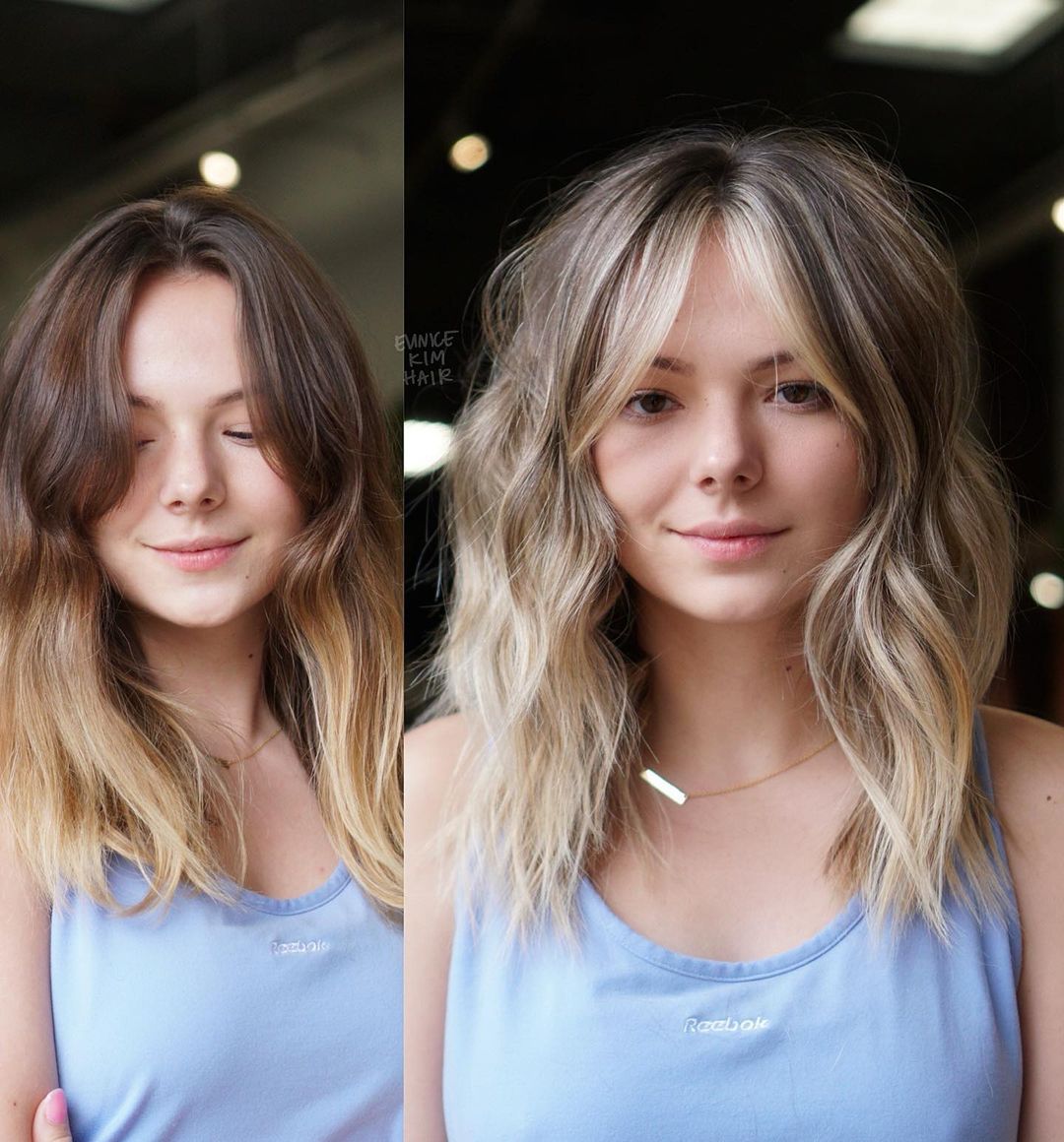 Round Face and Mid-Length Textured Hairstyle