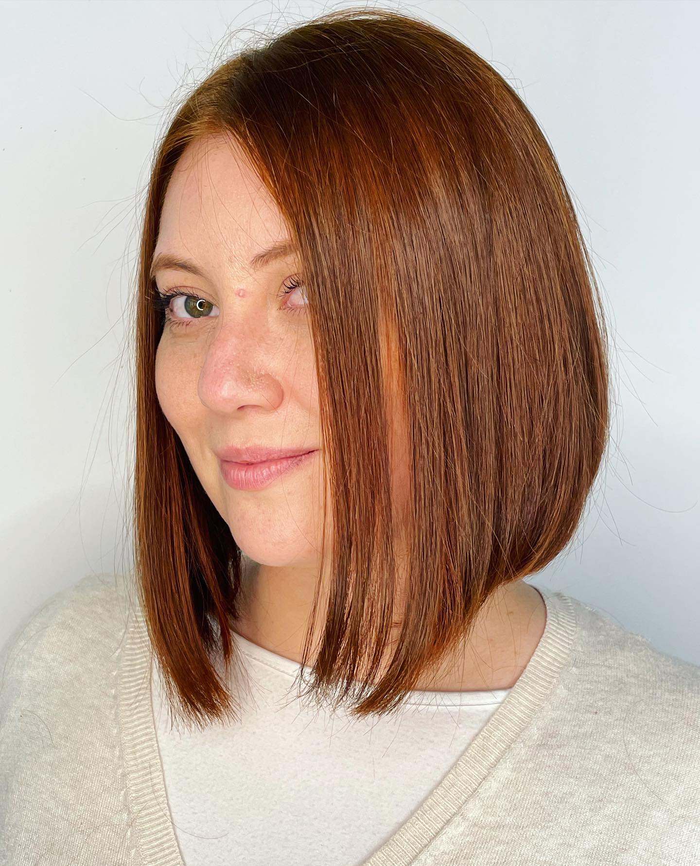 Sleek Inverted No-Bangs Bob